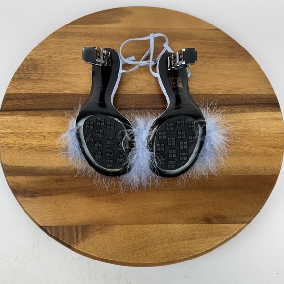 Womens Givenchy G Cube Blue Leather Feather Strappy Heeled Sandals‎ Size 35 GUC - Picture 8 of 9